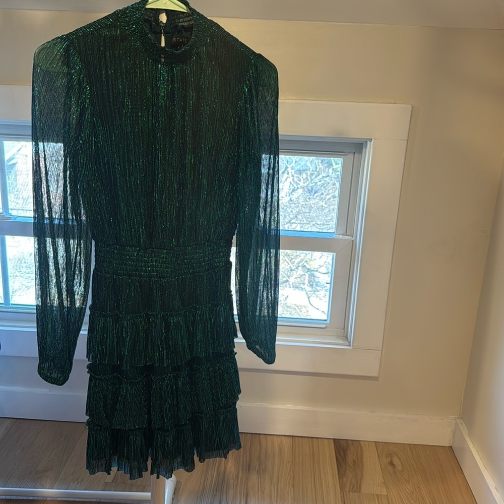 1. State Green Ruffle Dress - Picture 3 of 6